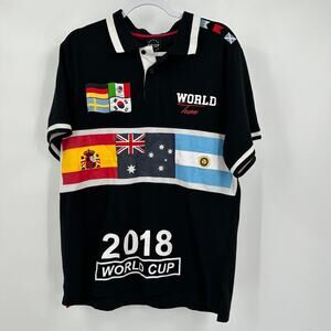 Krisp Mens Polo Shirt XL 2018 World Cup‎ Soccer Football Flags Embroidered